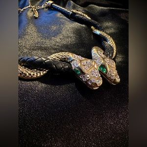 NECKLACE | Snake wrapped gold and black necklace